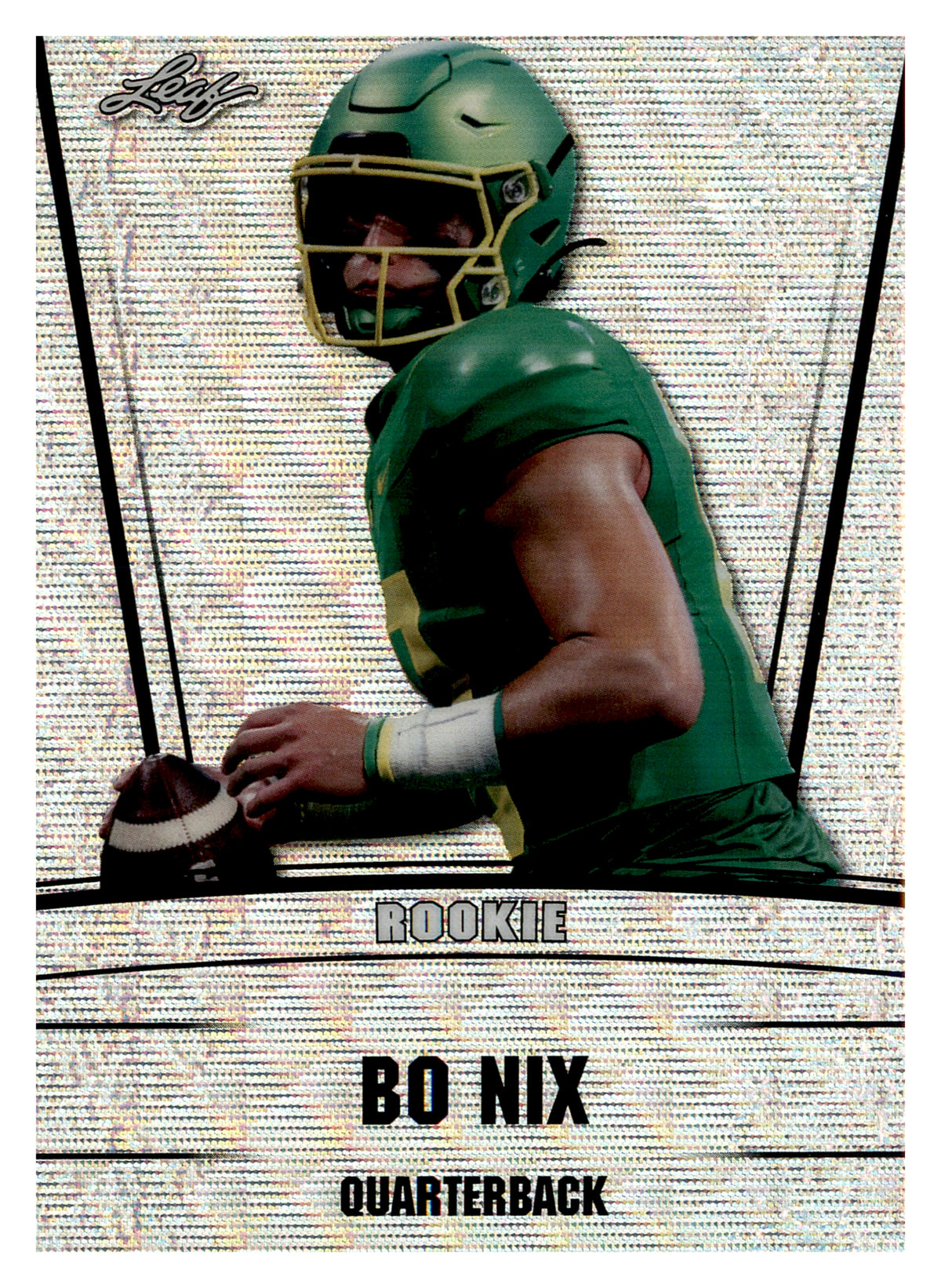 Bo Nix Silver Wave rookie card #RS-04, numbered 17/25 — front; Oregon Ducks uniform and silver patterned foil.