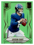 2025 Donruss Elite #103 Jaxson Dart Aspirations Lime Green 659/999 RC — front; New York Giants. Green Aspirations finish and 659/999 serial number.
