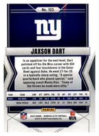 2025 Donruss Elite #103 Jaxson Dart Aspirations Lime Green 659/999 RC — back; New York Giants.