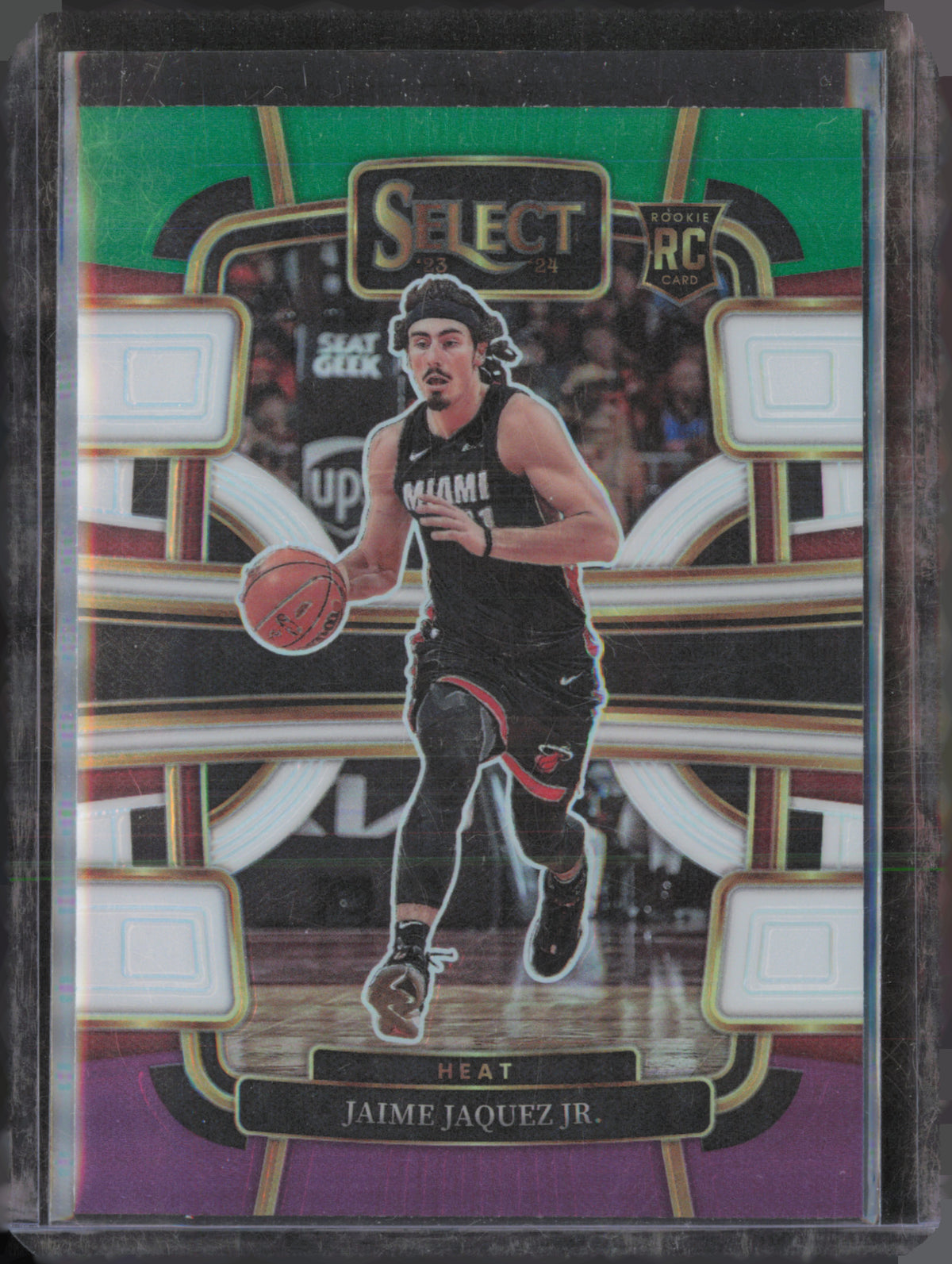2023-24 Panini Select #100 Jaime Jaquez Jr. Green White Purple Prizms front