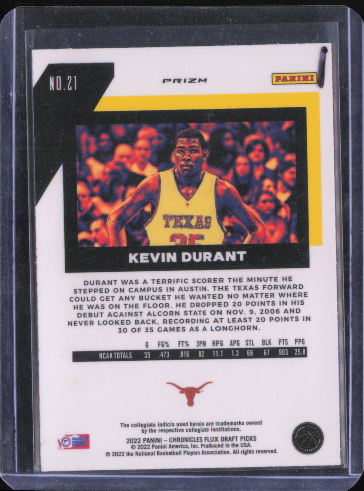 2022 Panini Chronicles Draft Picks #21 Kevin Durant Flux back
