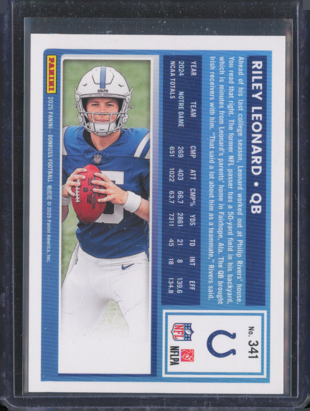 2025 Donruss #341 Riley Leonard back