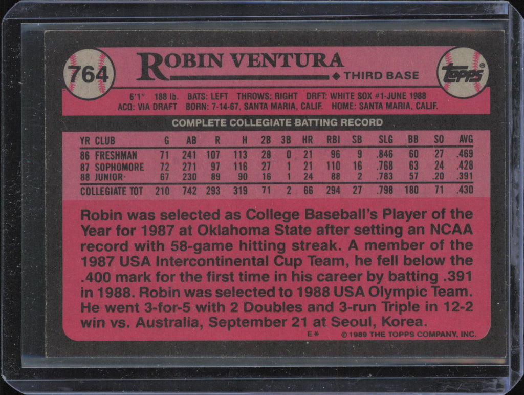 1989 Topps #764 Robin Ventura back