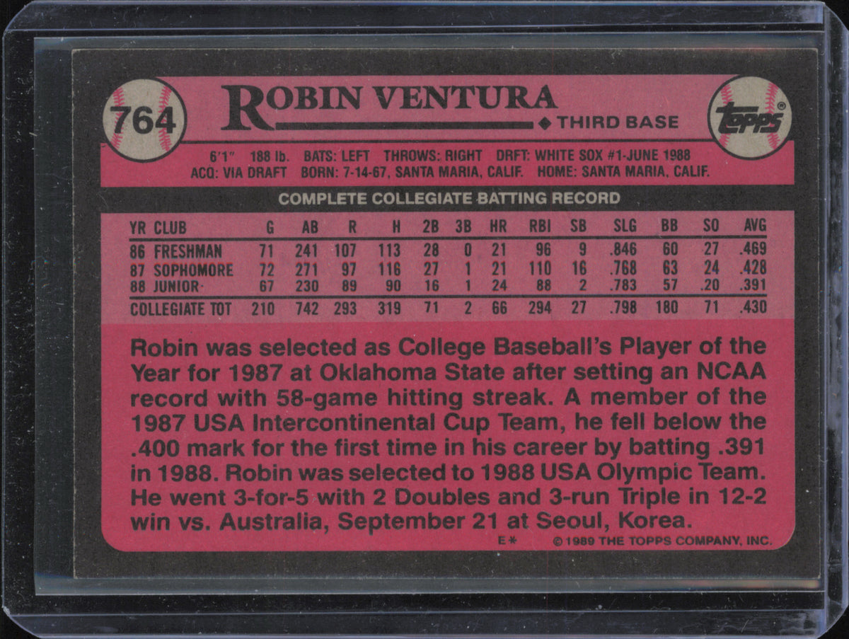 1989 Topps #764 Robin Ventura back