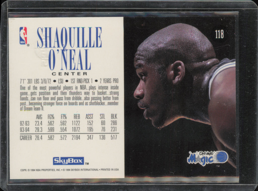 1994-95 SkyBox Premium #118 Shaquille O'Neal back