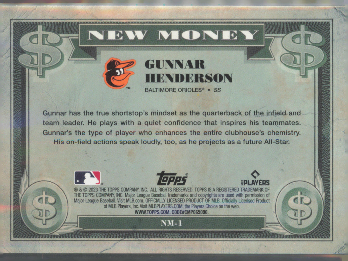 2023 Bowman Platinum #NM-1 Gunnar Henderson New Money back