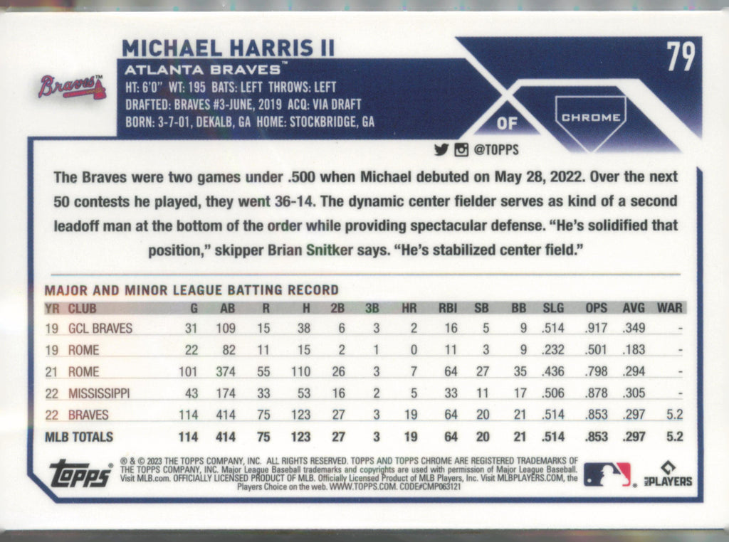 2023 Topps Chrome #79 Michael Harris II back
