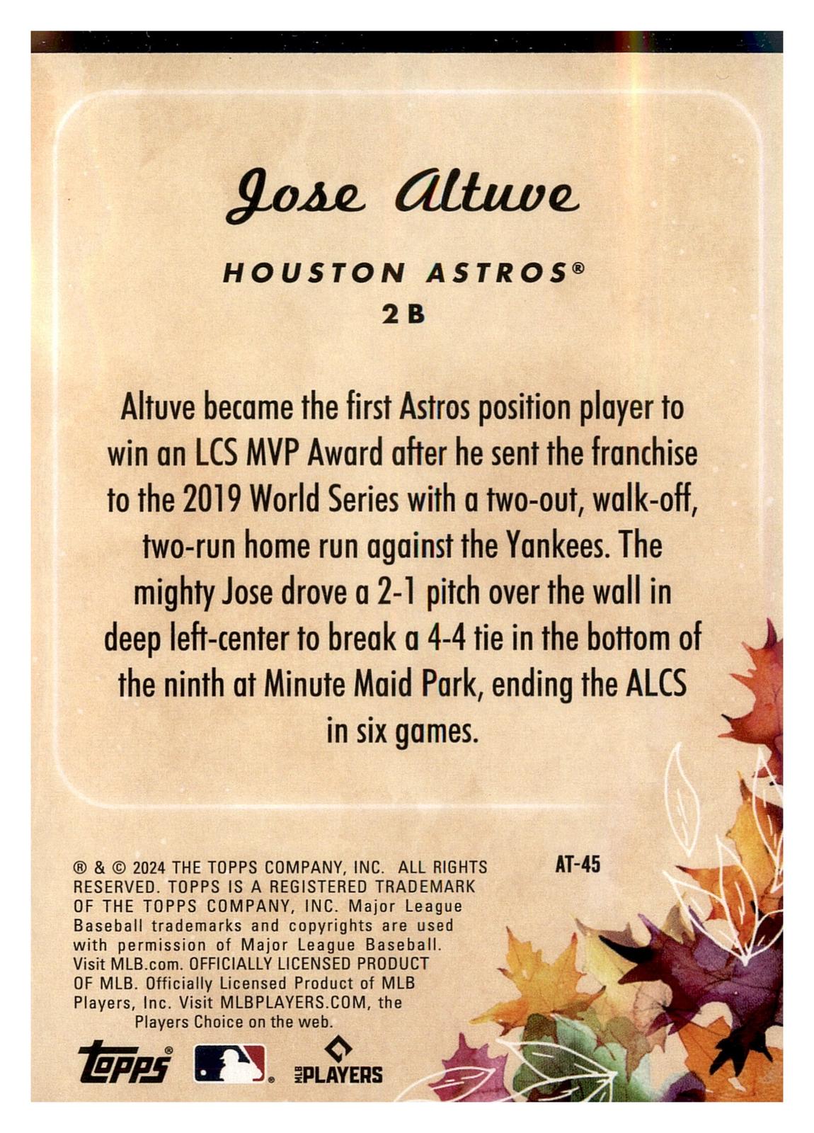 2024 Topps Update #AT-45 Jose Altuve Autumn Tales back