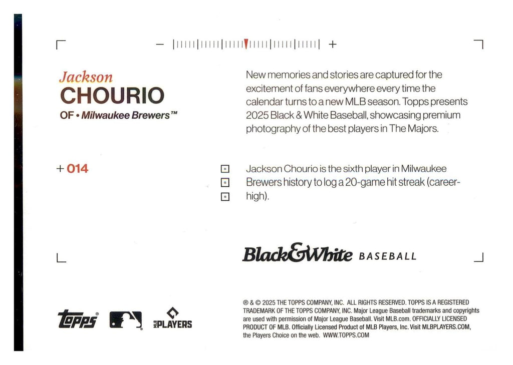 2025 Topps Black & White #014 Jackson Chourio back