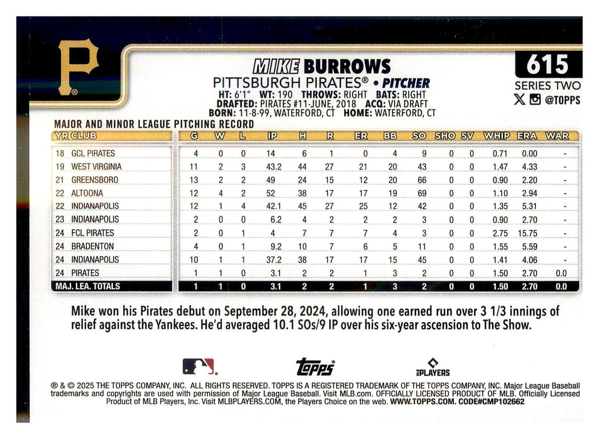 2025 Topps Chrome #78 Mike Burrows Refractor back