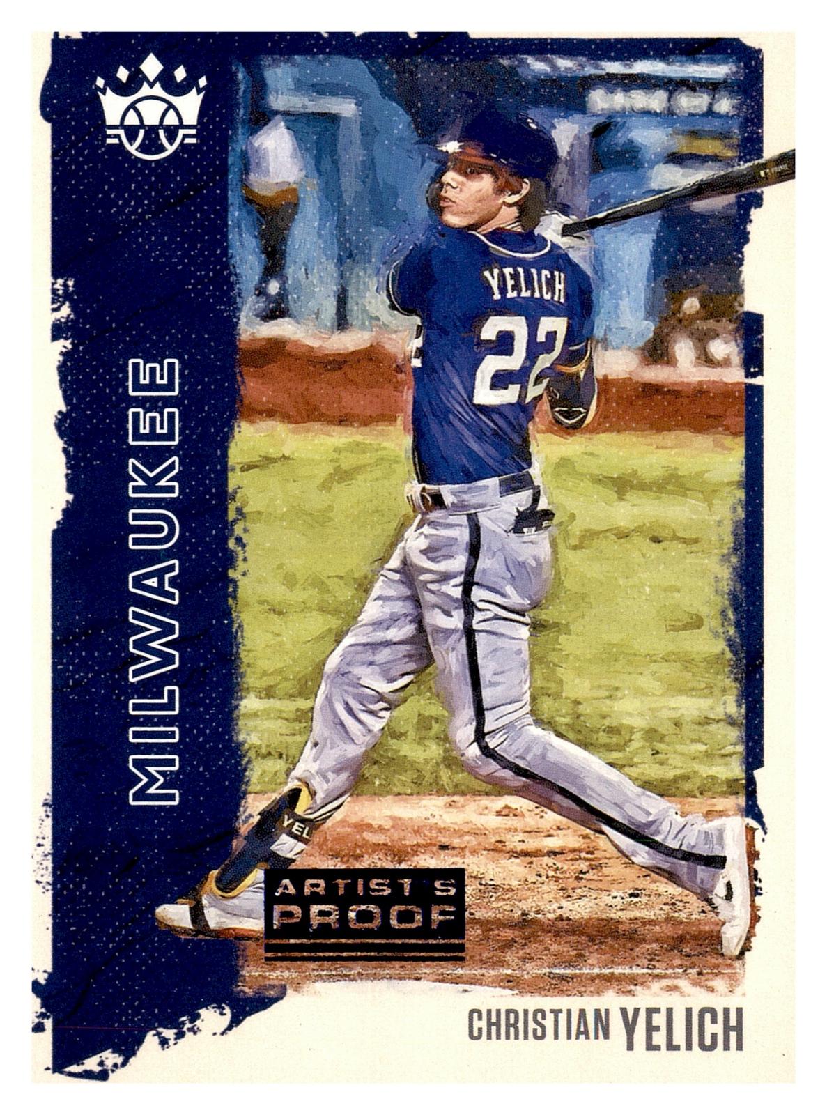 2021 Panini Diamond Kings #91 Christian Yelich Artist's Proof Blue front