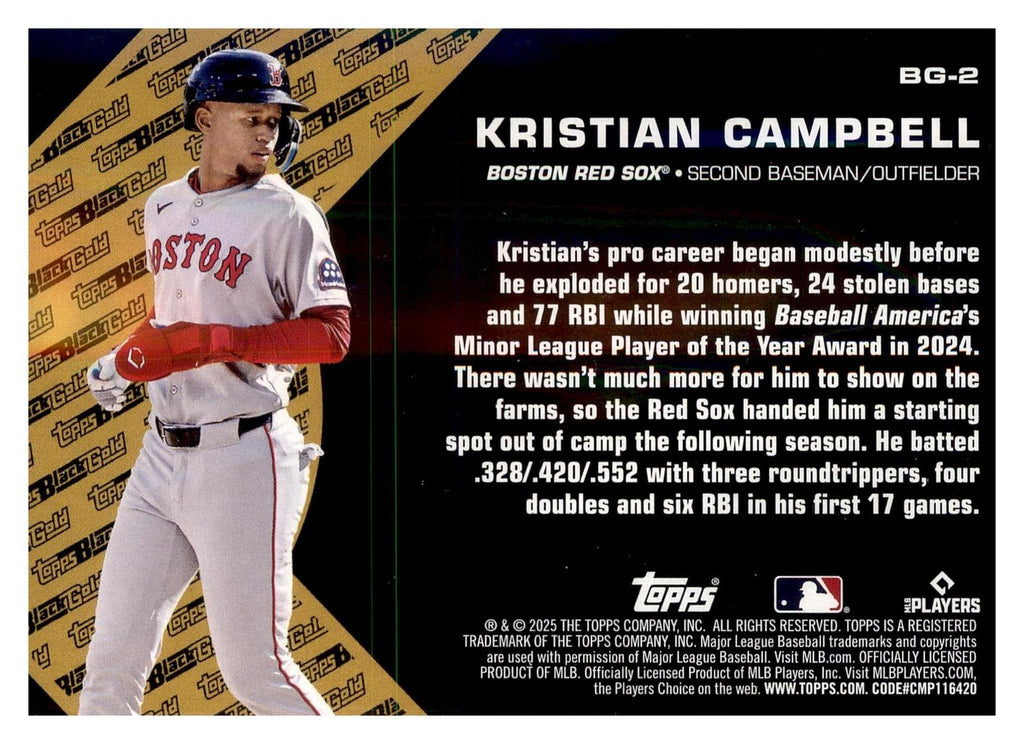2025 Topps Update #BG-2 Kristian Campbell Topps Black Gold back