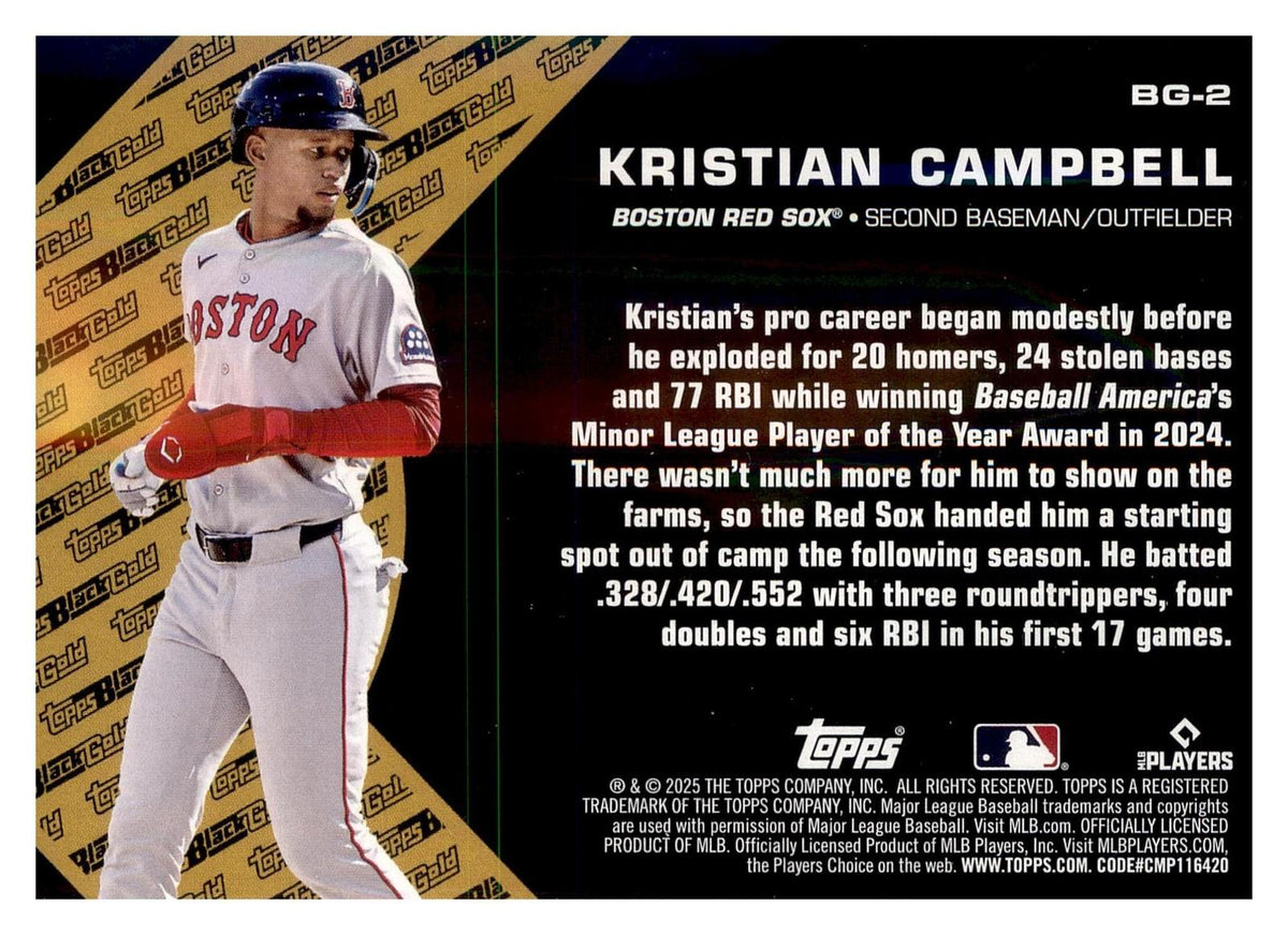 2025 Topps Update #BG-2 Kristian Campbell Topps Black Gold back