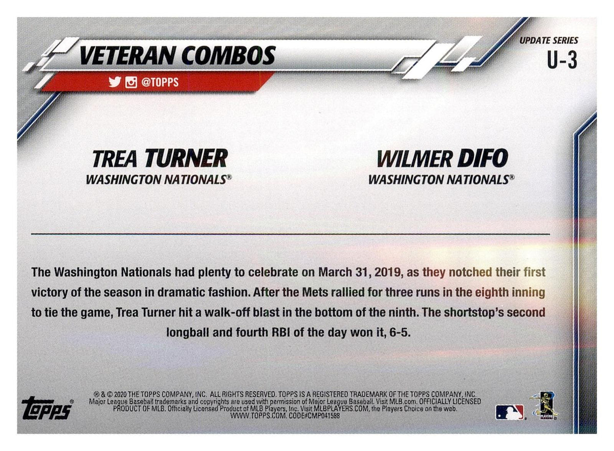 2020 Topps Update #U-3 Jump on 6 (Trea Turner / Wilmer Difo) back