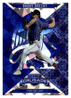 2025 Panini Crusade #62 Brody Brecht Crusade Blue Cracked Ice front