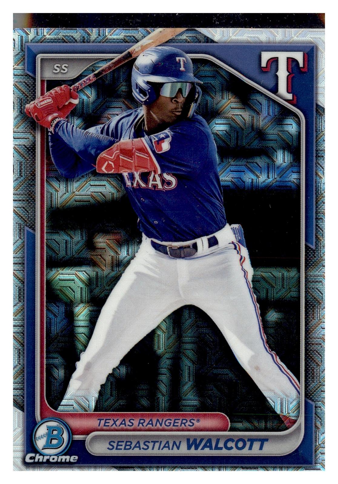 2024 Bowman Chrome #BCP-211 Sebastian Walcott Prospects Mojo Refractor front