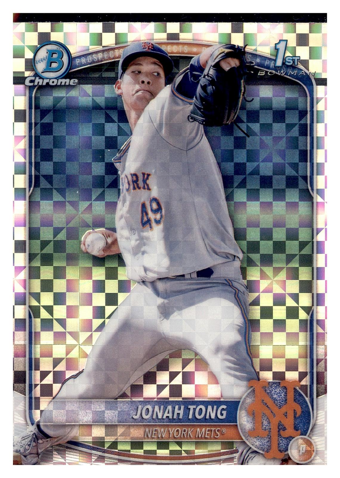 2025 Bowman #BCP-105 Jonah Tong Chrome Prospects X-Fractor front
