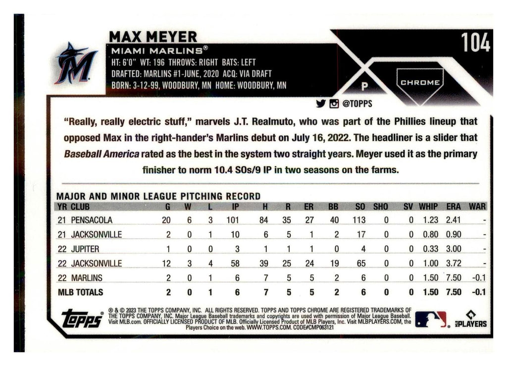 2023 Topps Chrome #104 Max Meyer back