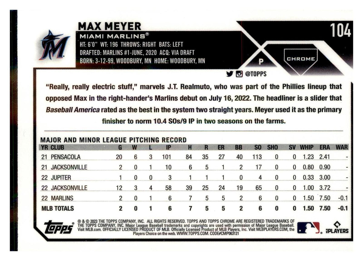 2023 Topps Chrome #104 Max Meyer back