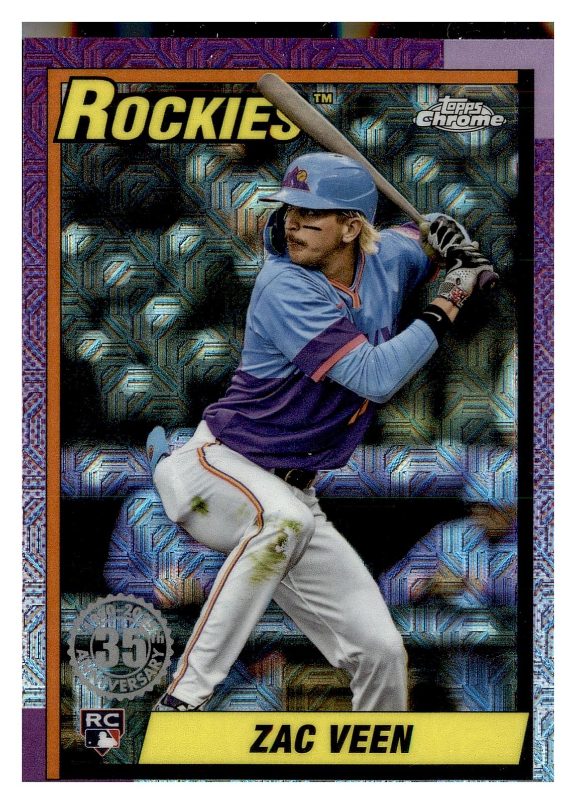 2025 Topps Update #U90C-8 Zac Veen 1990 Topps Baseball 35th Anniversary Chrome front