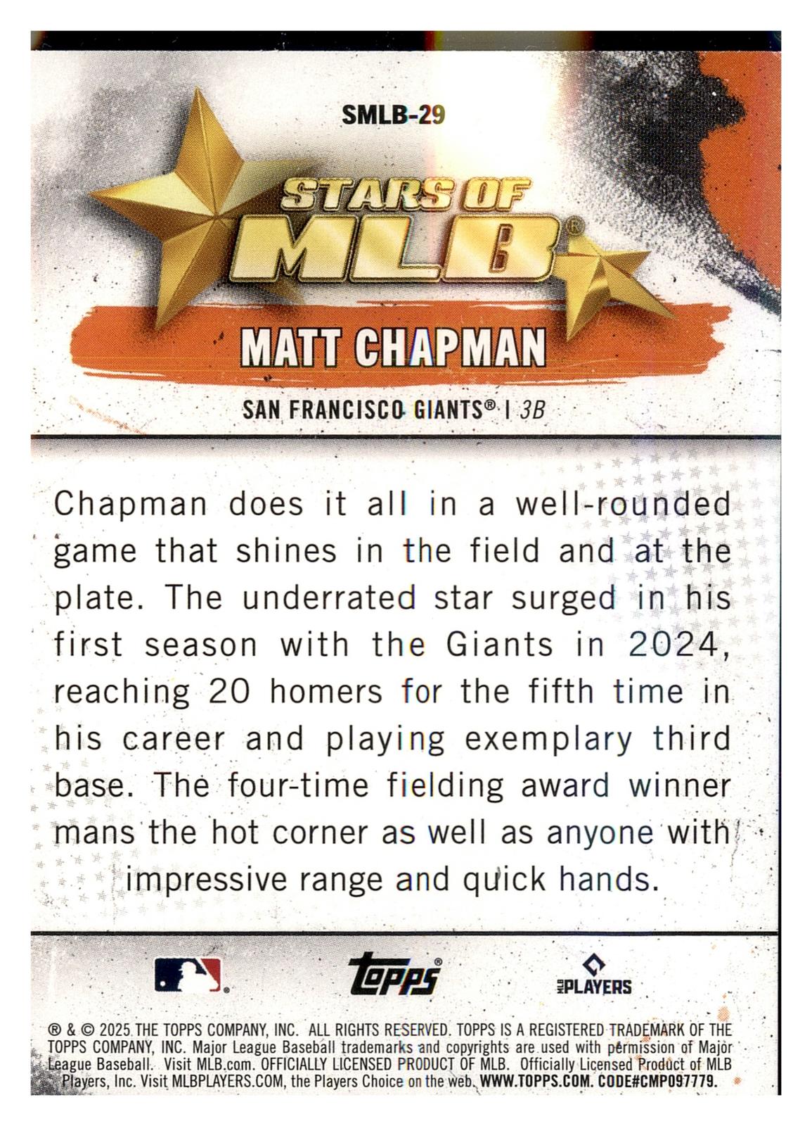 2025 Topps #SMLB-29 Matt Chapman Stars of MLB back