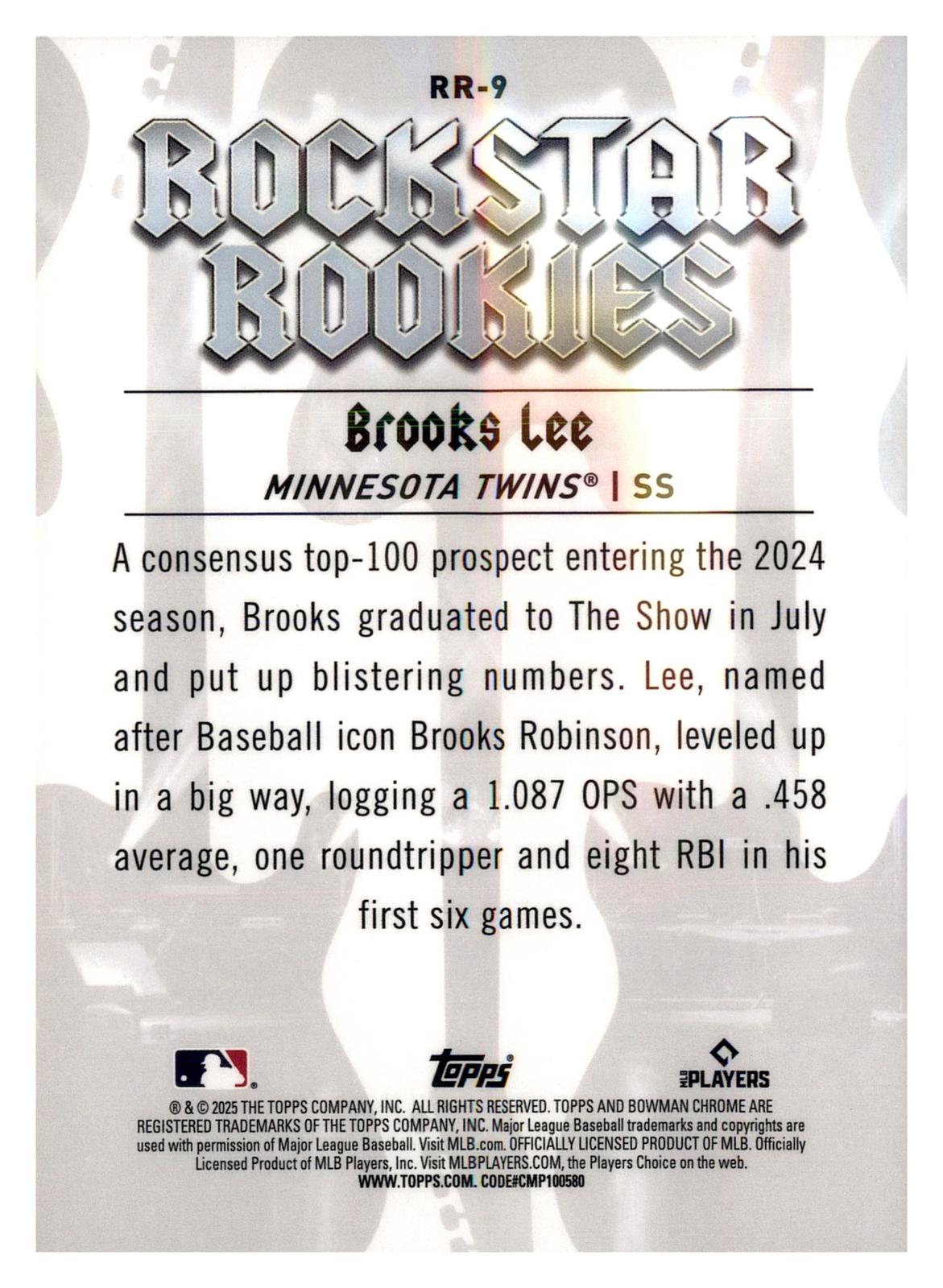 2025 Bowman #RR-9 Brooks Lee Rockstar Rookies back