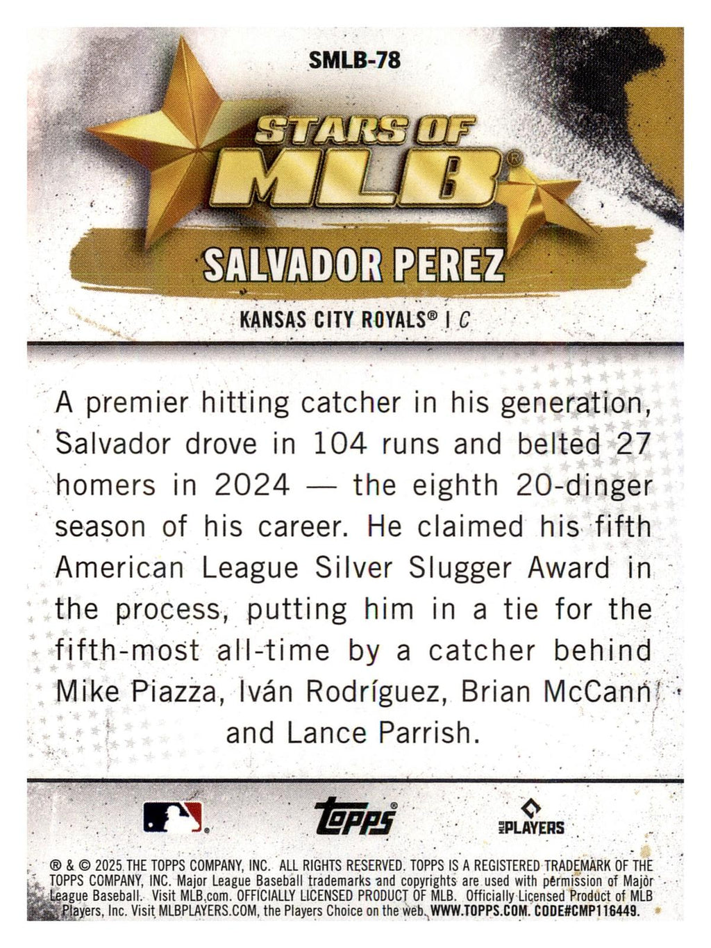 2025 Topps Update #SMLB-78 Salvador Perez Stars of MLB back