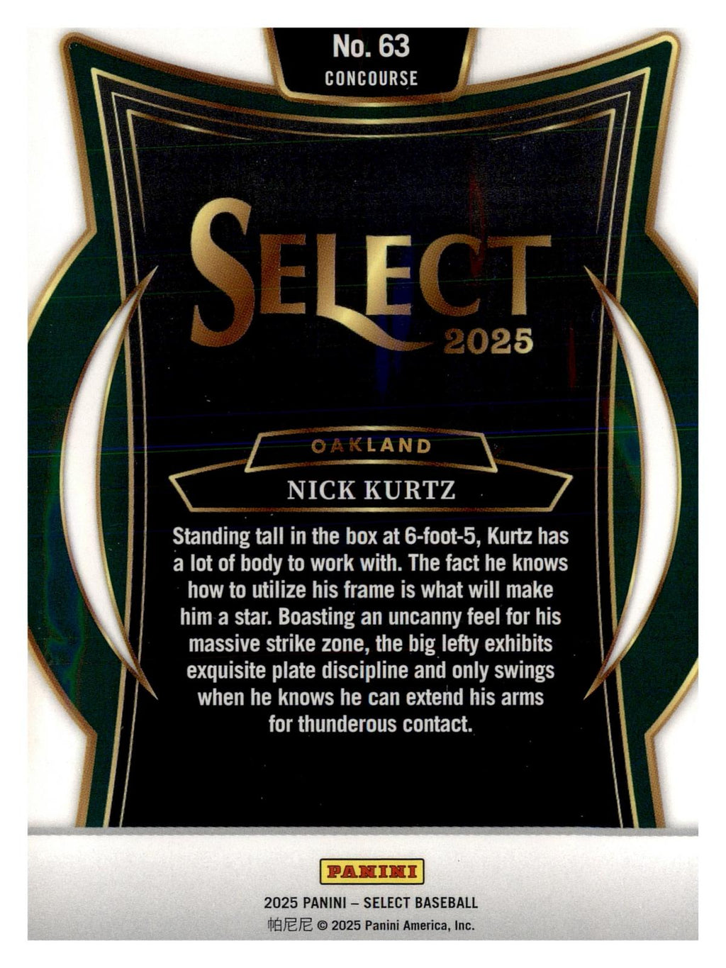 2025 Panini Select #63 Nick Kurtz back