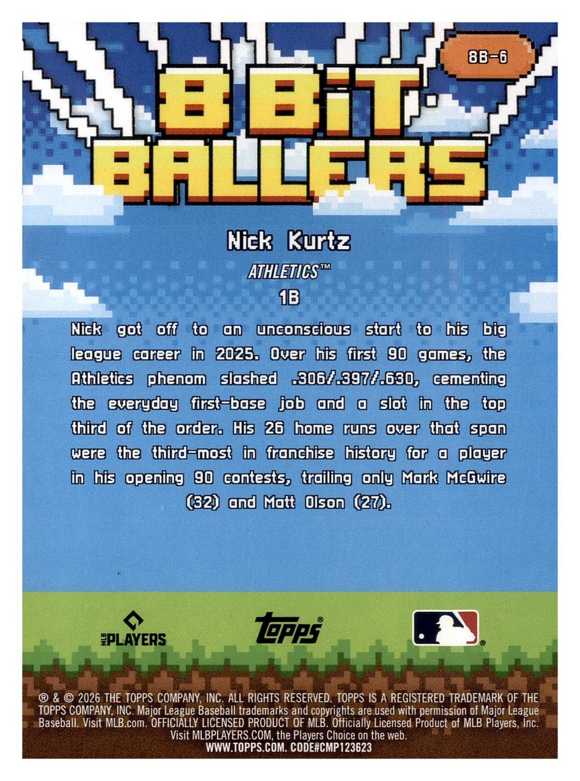 2026 Topps #8B-6 Nick Kurtz 8 Bit Ballers back