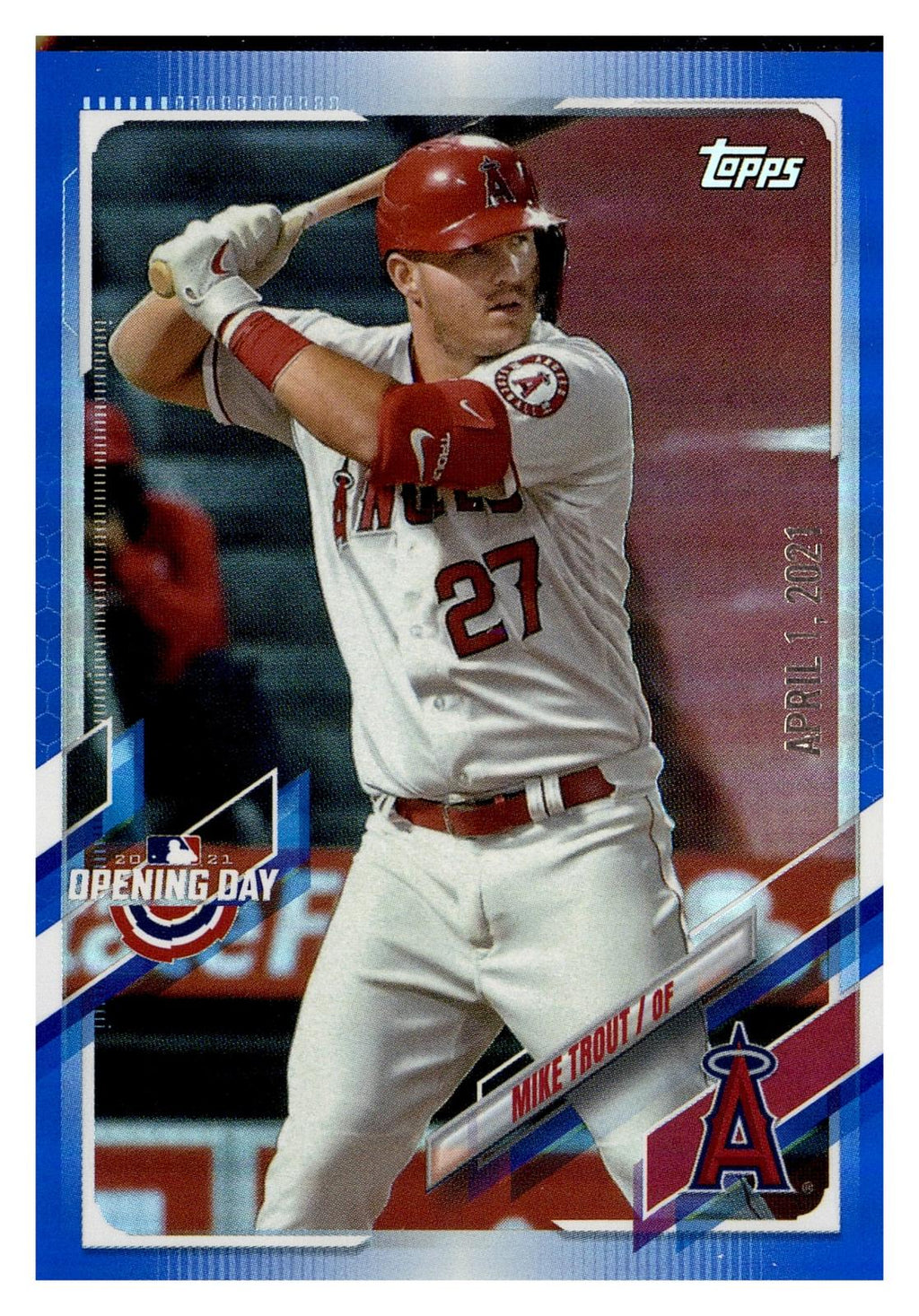 2021 Topps Opening Day #27 Mike Trout Opening Day Edition Blue front