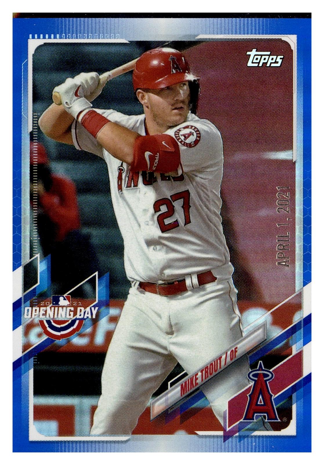 2021 Topps Opening Day #27 Mike Trout Opening Day Edition Blue front