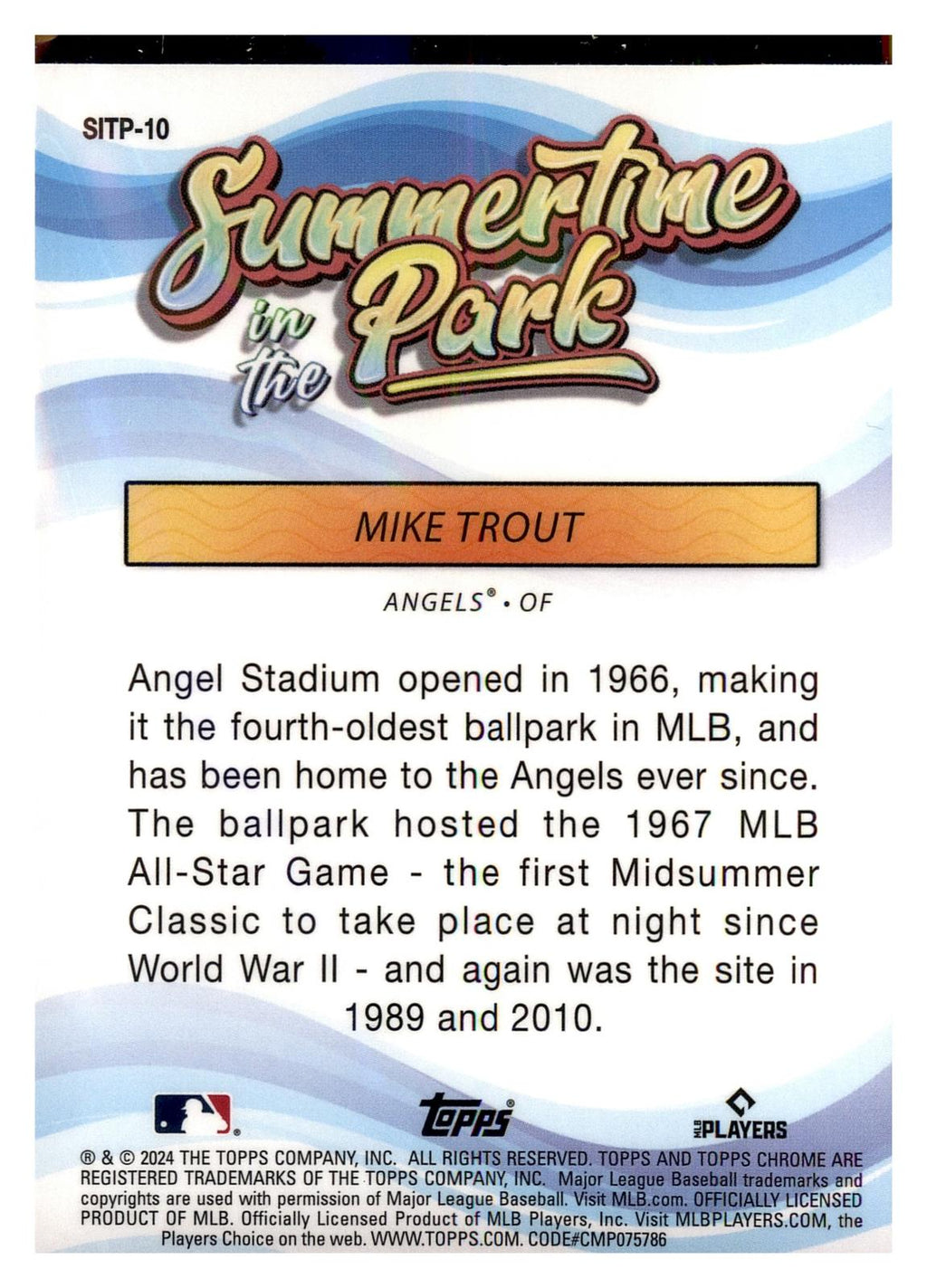 2024 Topps Chrome #SITP-10 Mike Trout Summertime in the Park back