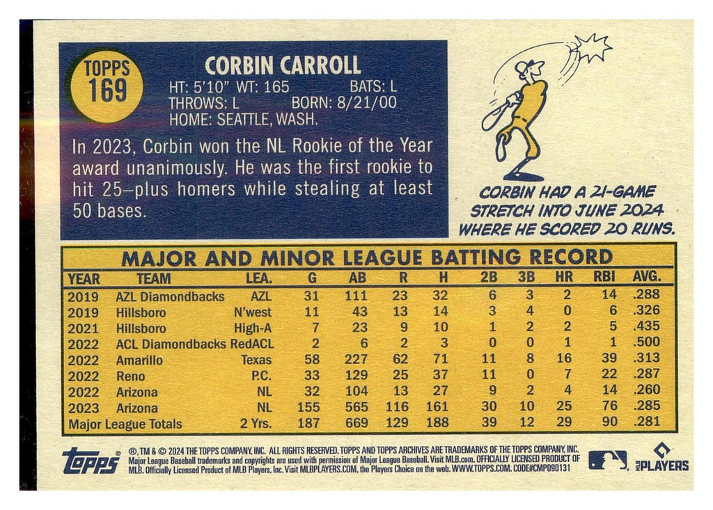 2024 Topps Archives #169 Corbin Carroll back