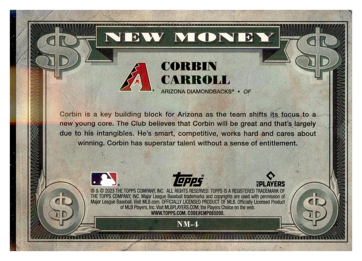 2023 Bowman Platinum #NM-4 Corbin Carroll New Money back