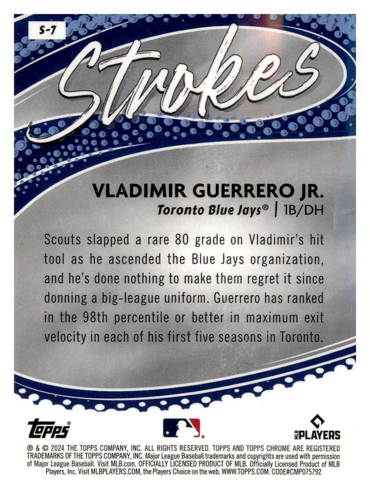 2024 Topps Chrome #S-7 Vladimir Guerrero Jr. Strokes back