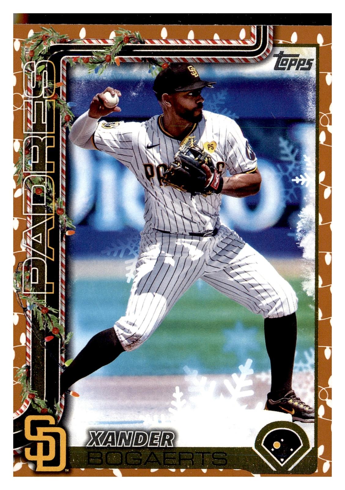 2025 Topps Holiday #H65 Xander Bogaerts Gold Holiday Lights front