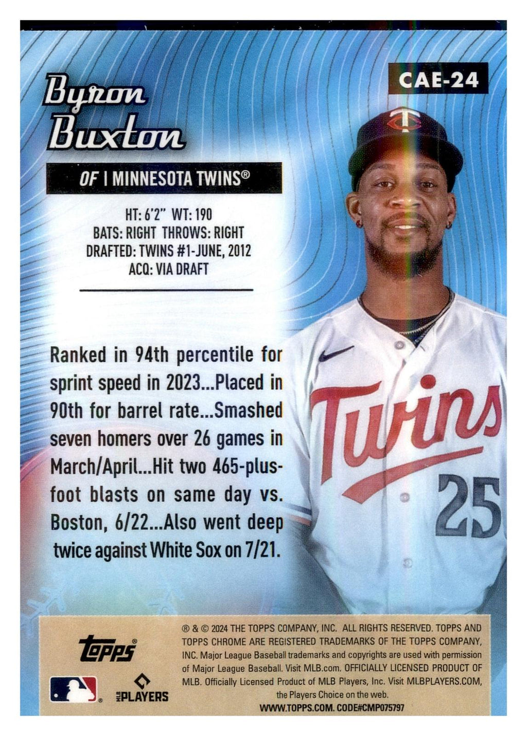 2024 Topps Chrome #CAE-24 Byron Buxton Chrome All-Etch back