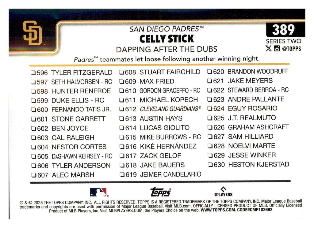 2025 Topps #389 Celly Stick: Dapping After the Dubs back