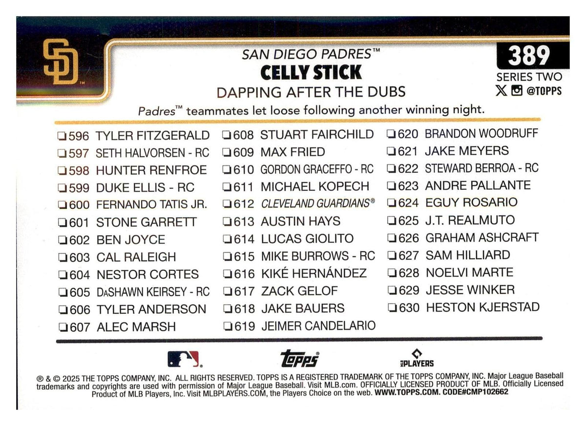 2025 Topps #389 Celly Stick: Dapping After the Dubs back