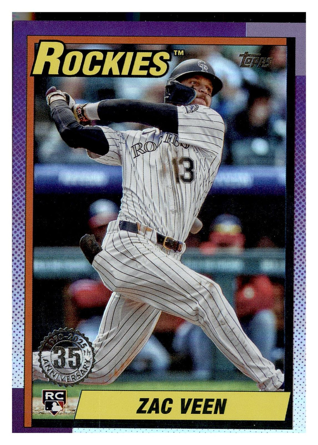 2025 Topps Update #U90-34 Zac Veen 1990 Topps Baseball 35th Anniversary front