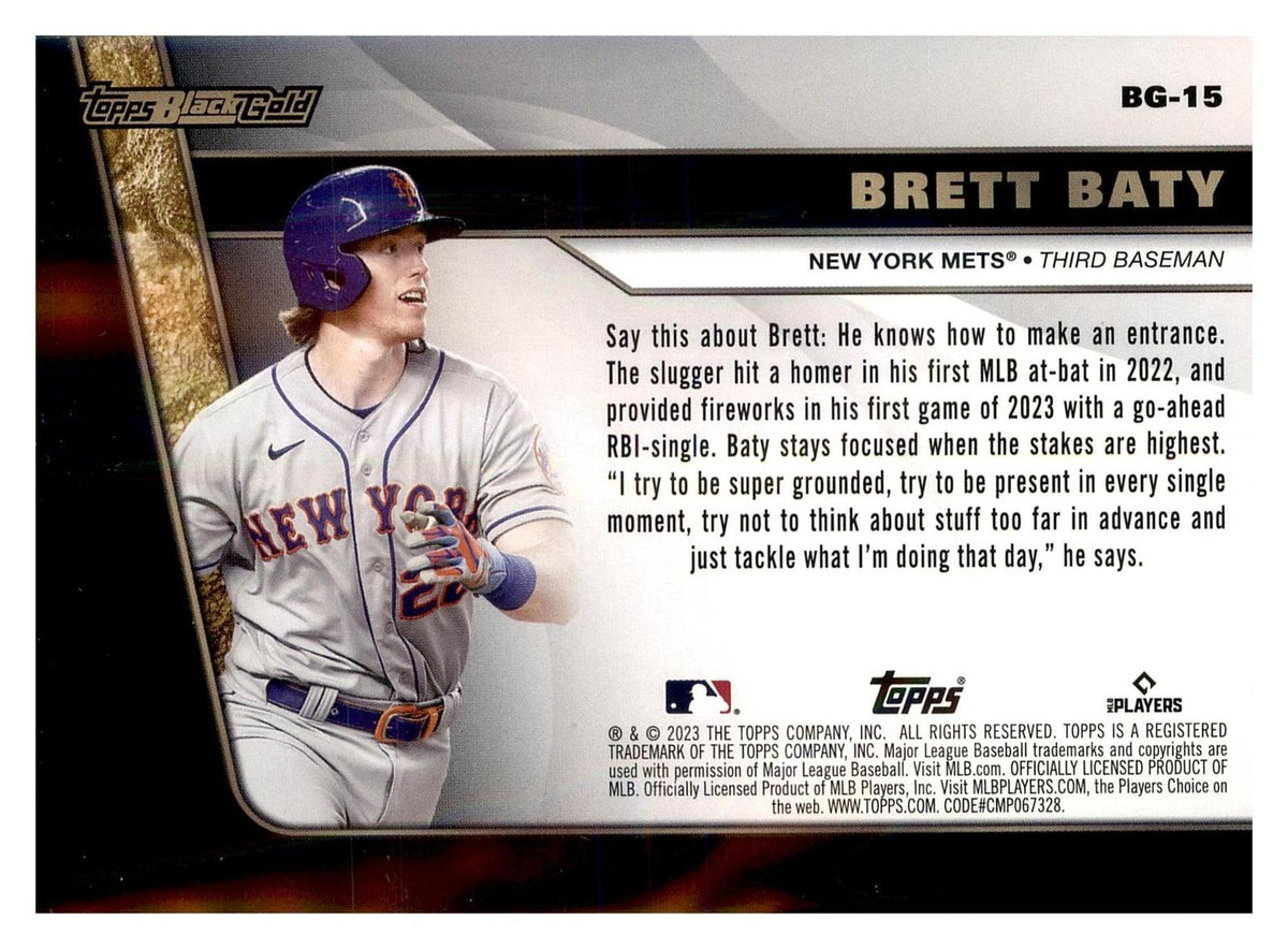 2023 Topps Update #BG-15 Brett Baty Topps Black Gold back