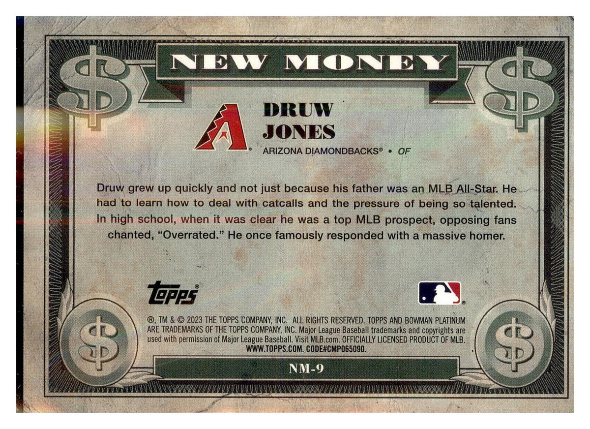 2023 Bowman Platinum #NM-9 Druw Jones New Money back