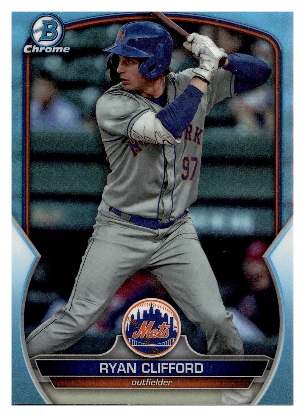 2023 Bowman Draft #BDC-142 Ryan Clifford Chrome Sky Blue Refractor front