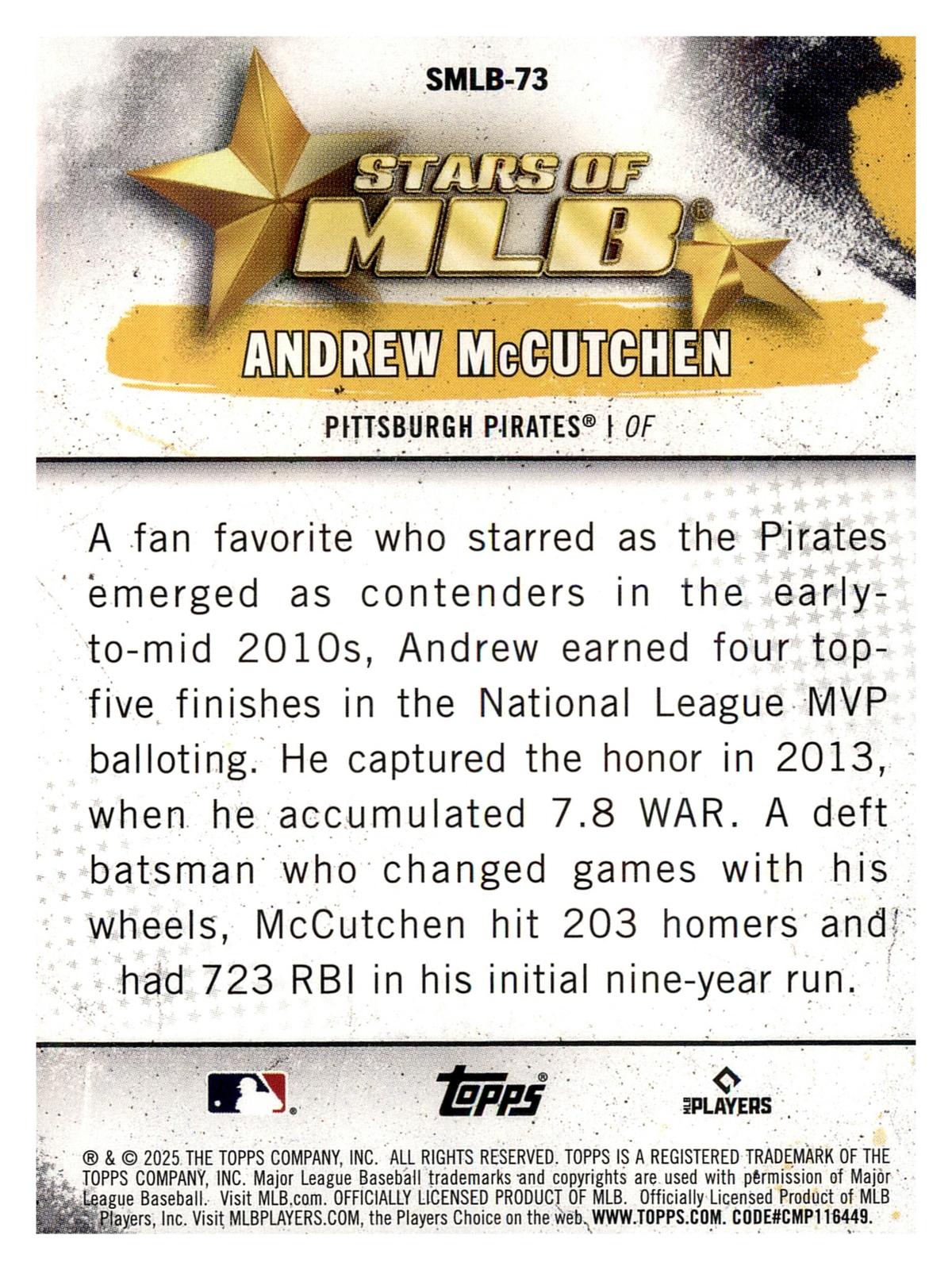 2025 Topps Update #SMLB-73 Andrew McCutchen Stars of MLB back