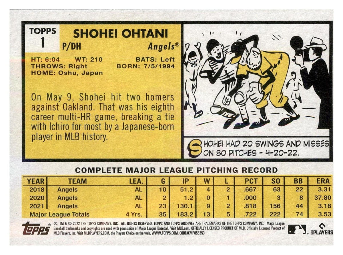 2022 Topps Archives #1 Shohei Ohtani back