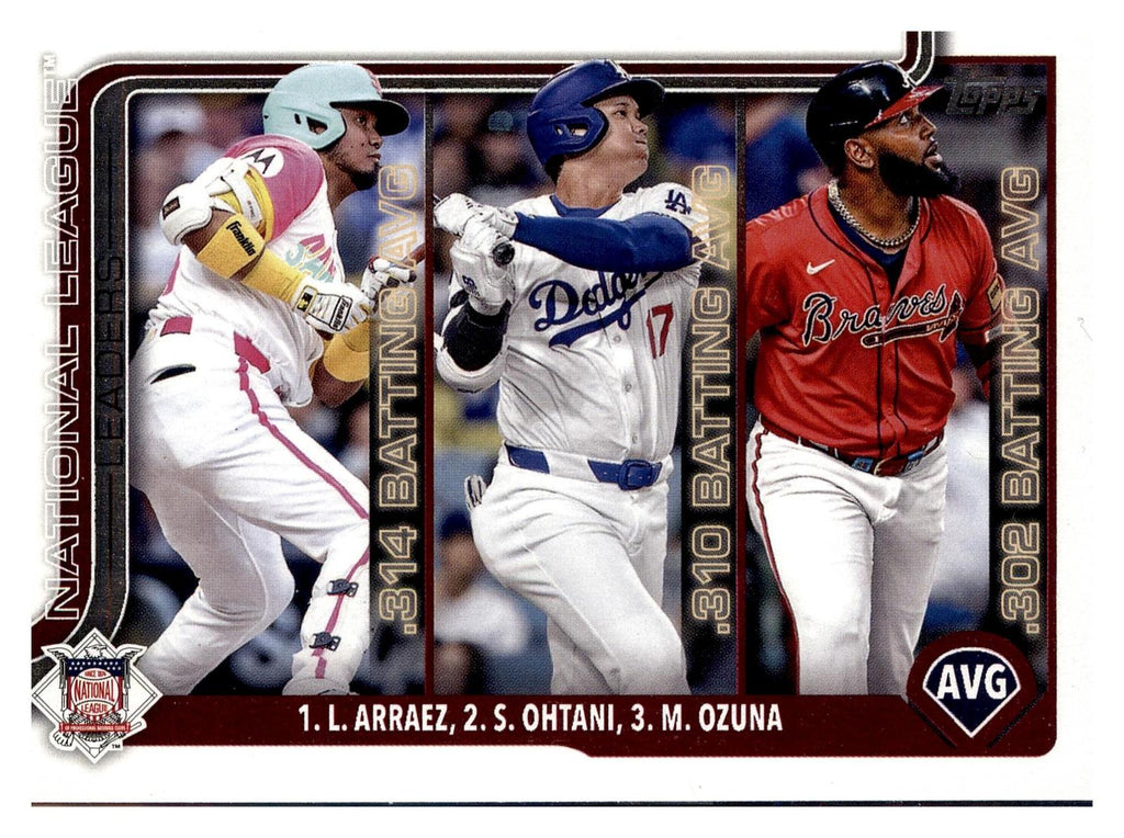 2025 Topps #347 National League Leaders AVG (Arraez/ Shohei Ohtani /Ozuna) front