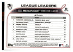 2022 Topps #48 AL HR Leaders (Guerrero Jr/Perez/ Shohei Ohtani) back