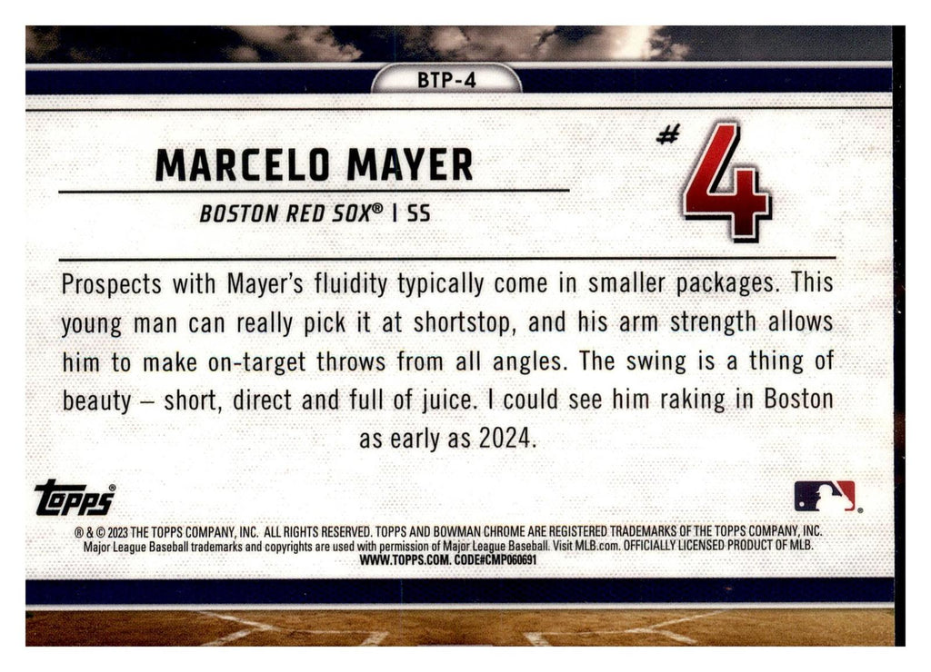 2023 Bowman #BTP-4 Marcelo Mayer Bowman Scouts Top 100