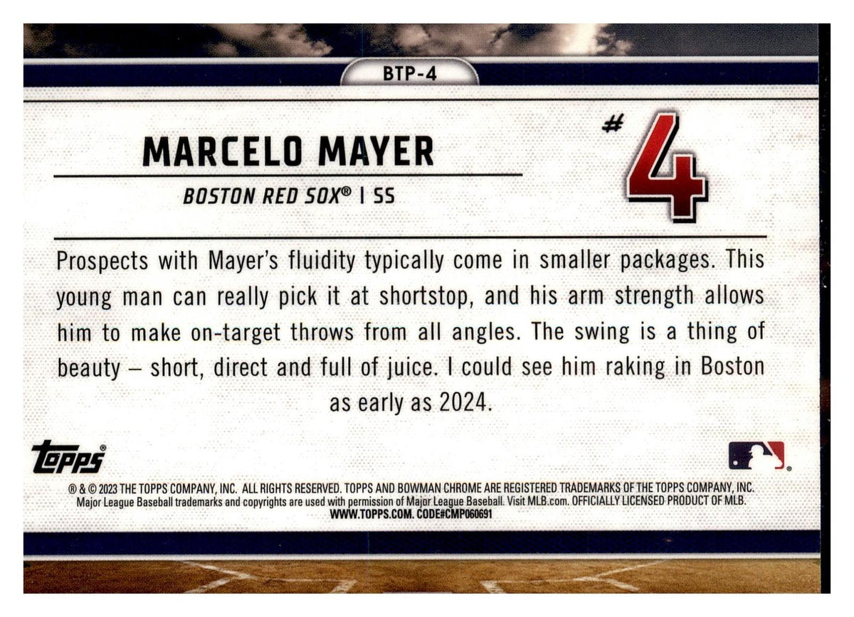 2023 Bowman #BTP-4 Marcelo Mayer Bowman Scouts Top 100