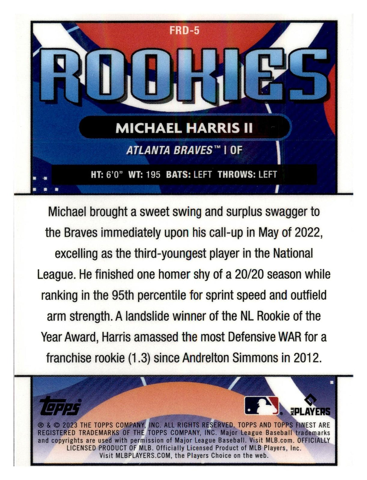 2023 Finest #FRD-5 Michael Harris II Finest Rookies Design Variation
